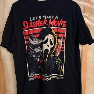 Black Graphic Tee with Horror Print